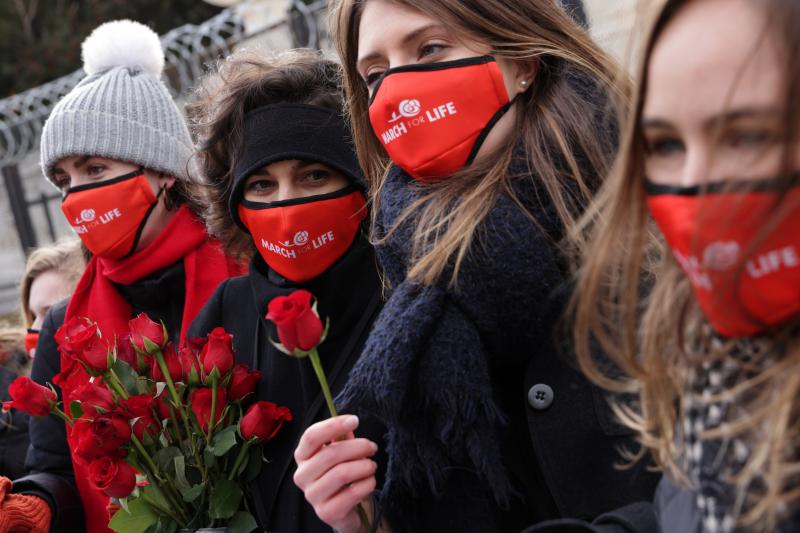 Pro-life activists participate in the 48th annual March for Life outside the U.S. Supreme Court January 29, 2021 in Washington, D.C. Pro-life activists participate in the 48th annual March for Life outside the U.S. Supreme Court January 29, 2021 in Washington, D.C.