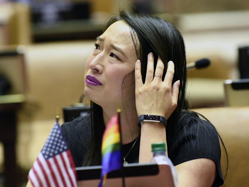 New York Assemblywoman Yuh-Line Niou talks about the sexual abuse she experienced as a child while explaining her vote for the Child Victims Act at the state Capitol in Albany on Jan. 28, 2019. New York Assemblywoman Yuh-Line Niou talks about the sexual abuse she experienced as a child while explaining her vote for the Child Victims Act at the state Capitol in Albany on Jan. 28, 2019.
