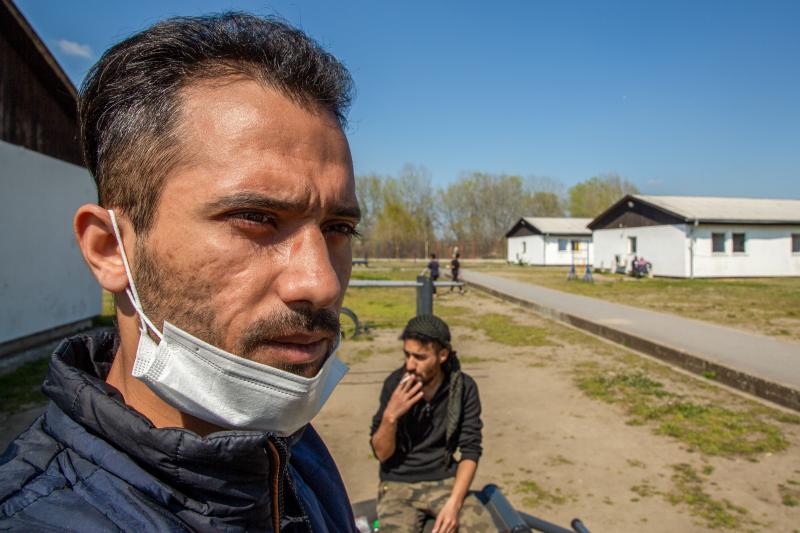 Mohammad al-Muhammad (left) and Hatem al-Hamad in the Krnjaca asylum center in Serbia. Muhammad fled his home in Syria and managed to cross into Romania in December. He says he lost 85% of his eyesight after Romanian police caught him and beat him with a Mohammad al-Muhammad (left) and Hatem al-Hamad in the Krnjaca asylum center in Serbia. Muhammad fled his home in Syria and managed to cross into Romania in December. He says he lost 85% of his eyesight after Romanian police caught him and beat him with a