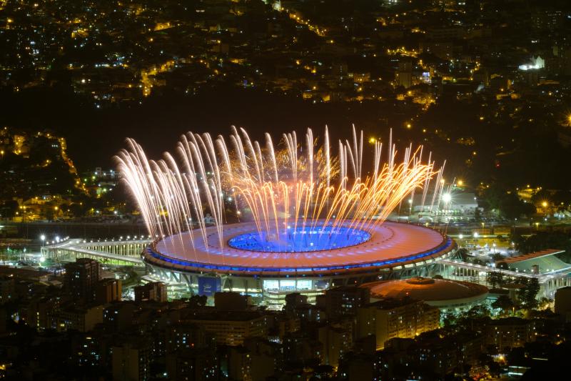 Fireworks light the sky during a rehearsal Wednesday for the opening ceremony of the 2016 Summer Olympics in Rio de Janeiro. Organizers hope the event, which will be held Friday night in Maracana Stadium, will lift the country's spirits after months of pr Fireworks light the sky during a rehearsal Wednesday for the opening ceremony of the 2016 Summer Olympics in Rio de Janeiro. Organizers hope the event, which will be held Friday night in Maracana Stadium, will lift the country's spirits after months of pr