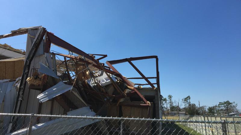 A building next door to the Bay County elections building sits demolished. A building next door to the Bay County elections building sits demolished.