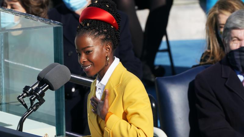 Poet Amanda Gorman performs "The Hill We Climb" during the inauguration of U.S. President Joe Biden. Poet Amanda Gorman performs "The Hill We Climb" during the inauguration of U.S. President Joe Biden.
