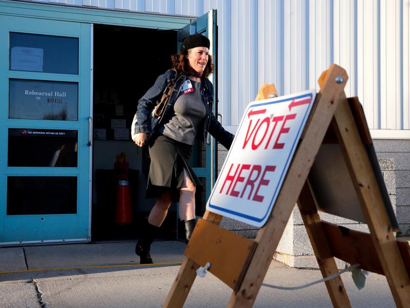 Rosemary Warnock, a registered nurse at Maine Health, exits the Merrill Auditorium voting station in Portland, Maine, early Tuesday. She said she was motivated to vote for Medicaid expansion. Rosemary Warnock, a registered nurse at Maine Health, exits the Merrill Auditorium voting station in Portland, Maine, early Tuesday. She said she was motivated to vote for Medicaid expansion.