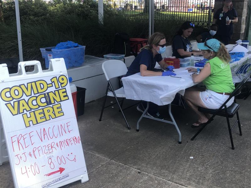 Health officials in Mobile recently set up a pop-up clinic at a food truck festival. Despite officials making a big effort encouraging Alabama residents to get vaccinated, numbers remain low as COVID infections increase. Health officials in Mobile recently set up a pop-up clinic at a food truck festival. Despite officials making a big effort encouraging Alabama residents to get vaccinated, numbers remain low as COVID infections increase.