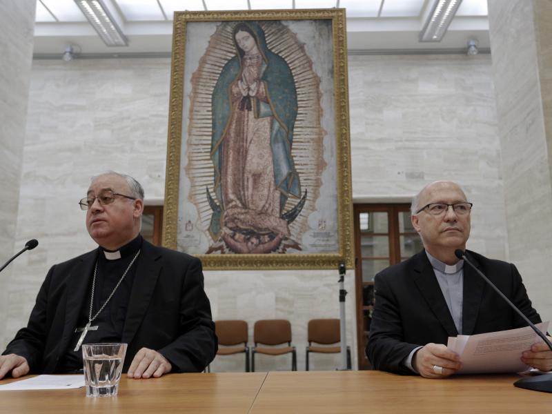 Members of Chile's bishops conference Luis Fernando Ramos Perez (right) and Juan Ignacio Gonzalez, at the Vatican on Friday. Following an emergency summit with Pope Francis, Chile's bishops offered him their resignations. Members of Chile's bishops conference Luis Fernando Ramos Perez (right) and Juan Ignacio Gonzalez, at the Vatican on Friday. Following an emergency summit with Pope Francis, Chile's bishops offered him their resignations.