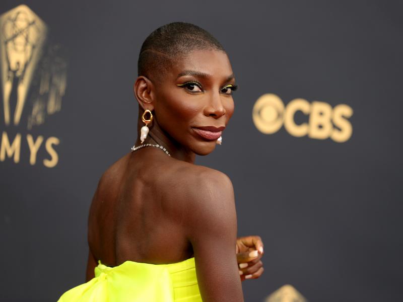 Michaela Coel, winner of Outstanding Writing For A Limited Or Anthology Series Or Movie, on the red carpet Michaela Coel, winner of Outstanding Writing For A Limited Or Anthology Series Or Movie, on the red carpet