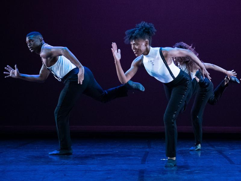 Alvin Ailey dancers Solomon Dumas, Samantha Figgins and Belen Indhira Pereyra in Robert Battle's dance "For Four." Alvin Ailey dancers Solomon Dumas, Samantha Figgins and Belen Indhira Pereyra in Robert Battle's dance "For Four."