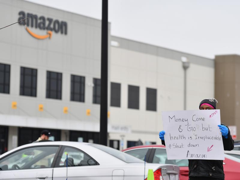 Amazon workers at a Staten Island warehouse stage a protest on March 30. Amazon workers at a Staten Island warehouse stage a protest on March 30.