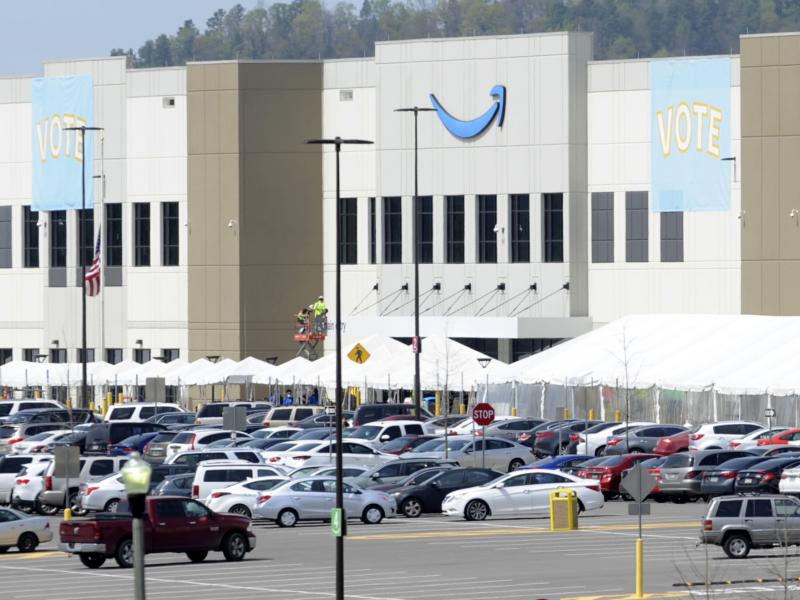 Vote tally is underway in a historic union election at Amazon's warehouse in Alabama. Vote tally is underway in a historic union election at Amazon's warehouse in Alabama.