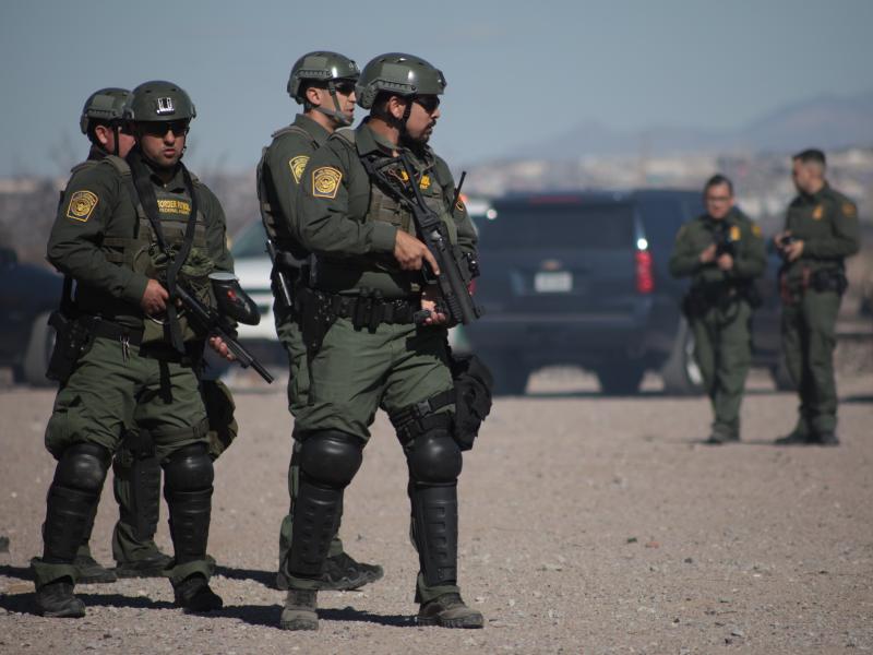 U.S. Border Patrol agents conduct a training exercise in the Anapra area, in front of the wall that divides Sunland Park, N.M., from the Mexican state of Chihuahua. U.S. Border Patrol agents conduct a training exercise in the Anapra area, in front of the wall that divides Sunland Park, N.M., from the Mexican state of Chihuahua.