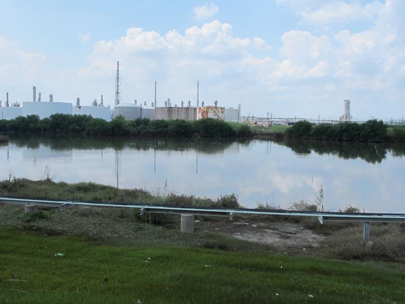 Patrick Bayou, pictured on Sept. 2, flooded when Hurricane Harvey slammed the Houston area. The bayou is a Superfund toxic waste site. A March cleanup report for the site did not include preparations for more severe flood events as a result of climate cha Patrick Bayou, pictured on Sept. 2, flooded when Hurricane Harvey slammed the Houston area. The bayou is a Superfund toxic waste site. A March cleanup report for the site did not include preparations for more severe flood events as a result of climate cha