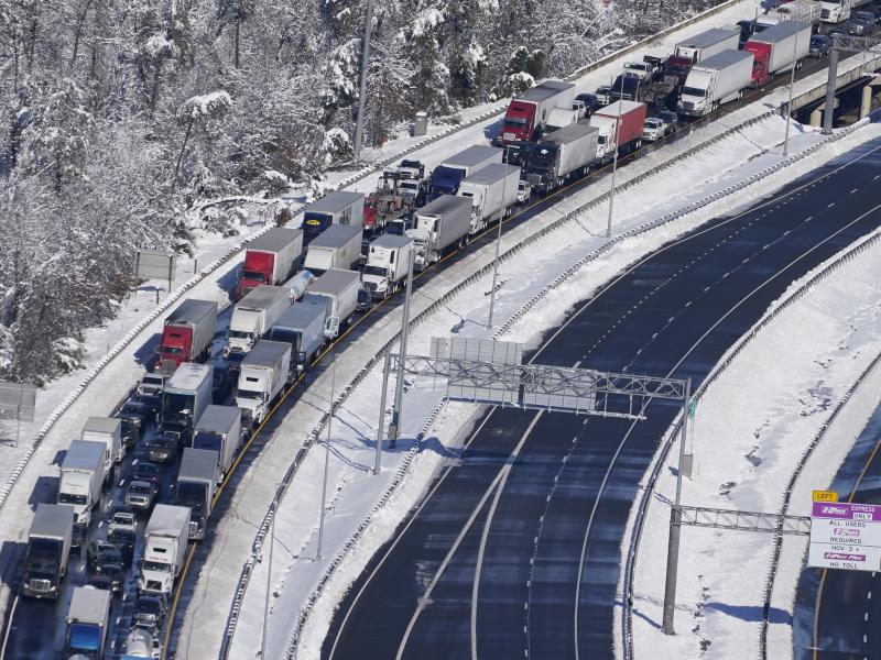 Cars and trucks are stranded on sections of Interstate 95 Tuesday Jan. 4, 2022, near Quantico, Va. Close to 48 miles of the Interstate was closed due to ice and snow. Cars and trucks are stranded on sections of Interstate 95 Tuesday Jan. 4, 2022, near Quantico, Va. Close to 48 miles of the Interstate was closed due to ice and snow.