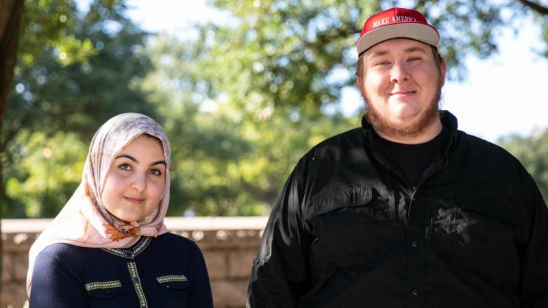 Amina Amdeen and Joseph Weidknecht encourage others to have conversations with people who may not share their political views. Amina Amdeen and Joseph Weidknecht encourage others to have conversations with people who may not share their political views.