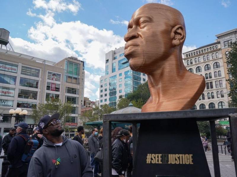 The immersive art organization, Confront Art in collaboration with the NYC Parks, unveils the SEENINJUSTICE exhibit, featuring three sculptures by Chris Carnabucci: George Floyd, Breonna Taylor and John Lewis, at Union Square Park in New York, on Sept. 30 The immersive art organization, Confront Art in collaboration with the NYC Parks, unveils the SEENINJUSTICE exhibit, featuring three sculptures by Chris Carnabucci: George Floyd, Breonna Taylor and John Lewis, at Union Square Park in New York, on Sept. 30