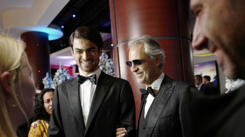 Andrea Bocelli (center) and his son, Matteo, attend the U.K. premiere of Disney's The Nutcracker And The Four Realms on Nov. 1, 2018, in London. Andrea Bocelli (center) and his son, Matteo, attend the U.K. premiere of Disney's The Nutcracker And The Four Realms on Nov. 1, 2018, in London.
