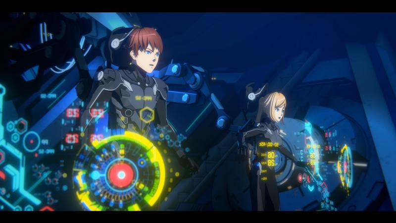 Taylor (voiced by Calum Worthy) and Hayley (voiced by Gideon Adlon) pilot a training Jaeger in the Netflix animated series Pacific Rim: The Black. Taylor (voiced by Calum Worthy) and Hayley (voiced by Gideon Adlon) pilot a training Jaeger in the Netflix animated series Pacific Rim: The Black.