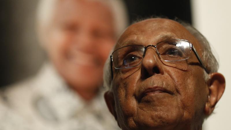 Anti-apartheid activist Ahmed "Kathy" Kathrada talks during a tribute to his close friend and former South African President Nelson Mandela at Gandhi Hall on Dec. 8, 2013, in Johannesburg. Kathrada died on Tuesday at 87. Anti-apartheid activist Ahmed "Kathy" Kathrada talks during a tribute to his close friend and former South African President Nelson Mandela at Gandhi Hall on Dec. 8, 2013, in Johannesburg. Kathrada died on Tuesday at 87.