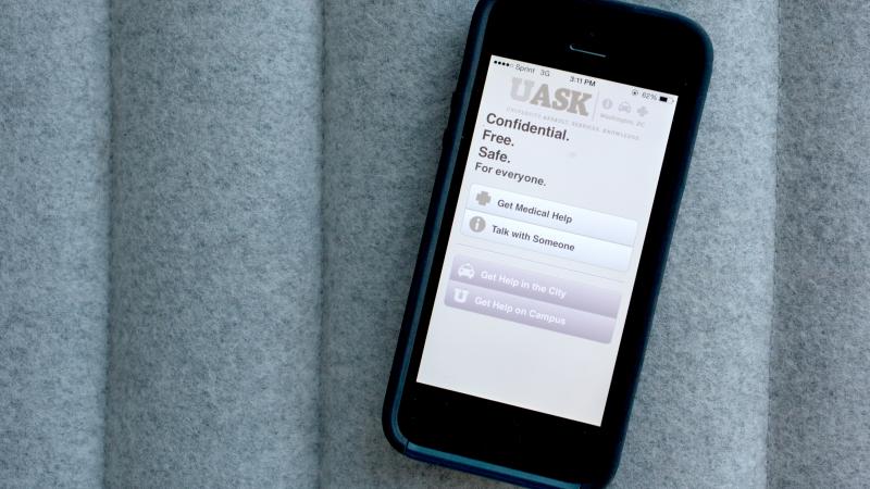 The UASK app helps sexually assaulted college students in D.C. access a range of services, from rides to the hospital to phone numbers for counselors. The information is personalized to their school. Another version of the app, ASK, provides the same reso The UASK app helps sexually assaulted college students in D.C. access a range of services, from rides to the hospital to phone numbers for counselors. The information is personalized to their school. Another version of the app, ASK, provides the same reso