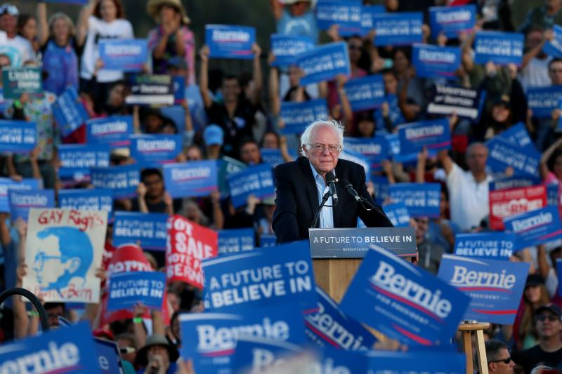Sen. Bernie Sanders speaks during a campaign rally in June 2016 at Qualcomm Stadium in San Diego, Calif. He launched a second presidential campaign on Tuesday, with a big burst of donations from supporters, but new challenges ahead. Sen. Bernie Sanders speaks during a campaign rally in June 2016 at Qualcomm Stadium in San Diego, Calif. He launched a second presidential campaign on Tuesday, with a big burst of donations from supporters, but new challenges ahead.
