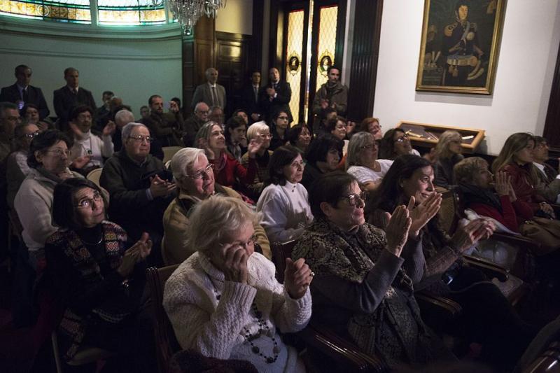 Relatives and victims of Argentine and Uruguayan military dictatorships react as they hear the sentence of Argentina's court in the trial on Operation Condor, at the Argentina's embassy in Montevideo, Uruguay on May 27, 2016. Relatives and victims of Argentine and Uruguayan military dictatorships react as they hear the sentence of Argentina's court in the trial on Operation Condor, at the Argentina's embassy in Montevideo, Uruguay on May 27, 2016.