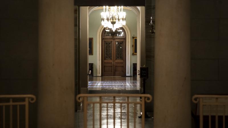 Empty hallways outside the U.S. Senate chamber, where the body will consider major pieces of legislation that could allocate trillions of dollars for infrastructure and other priorities. Empty hallways outside the U.S. Senate chamber, where the body will consider major pieces of legislation that could allocate trillions of dollars for infrastructure and other priorities.