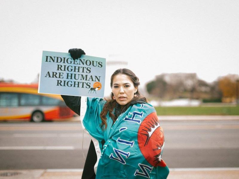 Bernadette Demientieff of the Gwich'in Steering Committee participates in a December 2017 event in Washington, D.C., at which advocates pushed Congress to protect the Arctic National Wildlife Refuge from oil development. Bernadette Demientieff of the Gwich'in Steering Committee participates in a December 2017 event in Washington, D.C., at which advocates pushed Congress to protect the Arctic National Wildlife Refuge from oil development.