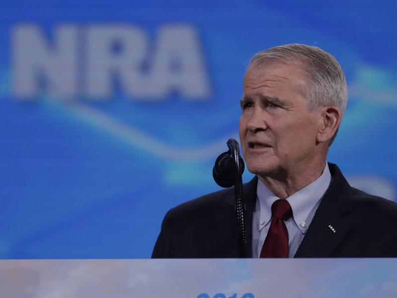 Oliver North speaks at the National Rifle Association Institute for Legislative Action Leadership Forum at Lucas Oil Stadium in Indianapolis on Friday. Oliver North speaks at the National Rifle Association Institute for Legislative Action Leadership Forum at Lucas Oil Stadium in Indianapolis on Friday.