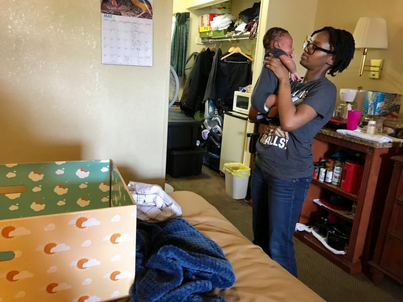 New Jersey has been distributing baby boxes — cardboard containers that double as cribs or bassinets — to new parents since January. Maisha Watson is currently living in a motel outside Atlantic City, N.J., with her infant son, Solomon Murphy. With no New Jersey has been distributing baby boxes — cardboard containers that double as cribs or bassinets — to new parents since January. Maisha Watson is currently living in a motel outside Atlantic City, N.J., with her infant son, Solomon Murphy. With no