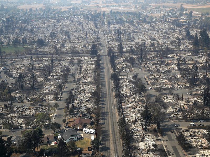 Hundreds of homes in the Coffey Park neighborhood that were destroyed by the Tubbs Fire on October 11, 2017, in Santa Rosa, California. Hundreds of homes in the Coffey Park neighborhood that were destroyed by the Tubbs Fire on October 11, 2017, in Santa Rosa, California.