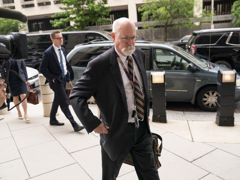Special counsel John Durham, the prosecutor appointed to investigate potential government wrongdoing in the early days of the Trump-Russia probe, arrives to the E. Barrett Prettyman Federal Courthouse on May 16 in Washington. Special counsel John Durham, the prosecutor appointed to investigate potential government wrongdoing in the early days of the Trump-Russia probe, arrives to the E. Barrett Prettyman Federal Courthouse on May 16 in Washington.