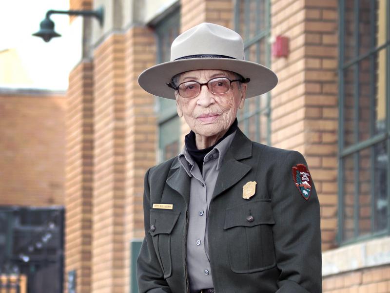 Ranger Betty Reid Soskin sits in front of the Rosie the Riveter/WWII Home Front National Historical Park Visitor Education Center. Soskin is celebrating her 100th birthday, serving as the nation's oldest National Park Service ranger. Ranger Betty Reid Soskin sits in front of the Rosie the Riveter/WWII Home Front National Historical Park Visitor Education Center. Soskin is celebrating her 100th birthday, serving as the nation's oldest National Park Service ranger.