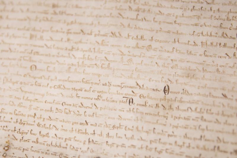 Two original Magna Carta manuscripts from 1215 are on display at the British Library in London. Two original Magna Carta manuscripts from 1215 are on display at the British Library in London.