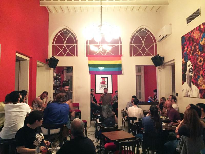 In Beirut, an audience listens to testimonies about encounters with the police over homosexuality. The event was part of Beirut Pride week – the city's first. In Beirut, an audience listens to testimonies about encounters with the police over homosexuality. The event was part of Beirut Pride week – the city's first.