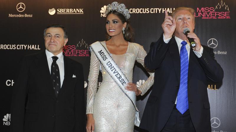 Russian businessman Aras Agalarov, left, Miss Universe Gabriela Isler and pageant owner Donald Trump at the Miss Universe pageant in Moscow in 2013. It was there that Trump — then the pageant's owner — spent several days hobnobbing with Russia's elite Russian businessman Aras Agalarov, left, Miss Universe Gabriela Isler and pageant owner Donald Trump at the Miss Universe pageant in Moscow in 2013. It was there that Trump — then the pageant's owner — spent several days hobnobbing with Russia's elite