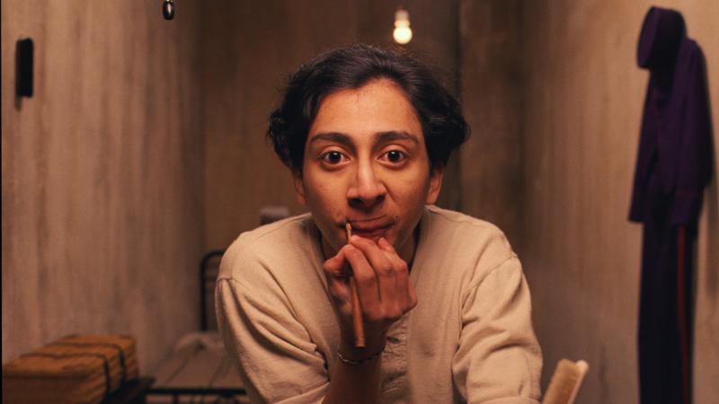 Actor Tony Revolori, who plays Zero Moustafa in The Grand Budapest Hotel, paints on a mustache. The movie was full of fake mustaches — but most were made of human hair and silk, rather than paint. Actor Tony Revolori, who plays Zero Moustafa in The Grand Budapest Hotel, paints on a mustache. The movie was full of fake mustaches — but most were made of human hair and silk, rather than paint.