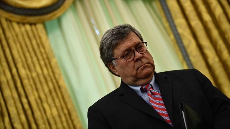 U.S. Attorney General William Barr, pictured last week in the Oval Office, denied that President Trump's controversial visit this week to St. John's Church in Washington, D.C., was a political move. U.S. Attorney General William Barr, pictured last week in the Oval Office, denied that President Trump's controversial visit this week to St. John's Church in Washington, D.C., was a political move.