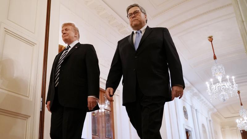 President Trump and Attorney General William Barr attend an event at White House on Wednesday. Trump has empowered Barr to investigate the origins of the special counsel probe and reveal his findings. President Trump and Attorney General William Barr attend an event at White House on Wednesday. Trump has empowered Barr to investigate the origins of the special counsel probe and reveal his findings.