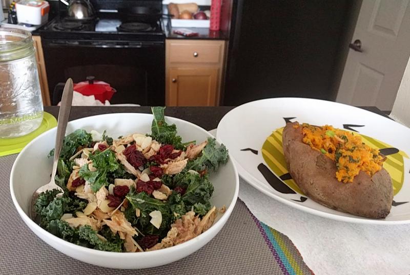 Here's a kale salad and sweet potato that did get their portraits taken in the name of medical research. Here's a kale salad and sweet potato that did get their portraits taken in the name of medical research.