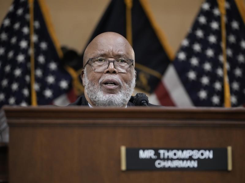 Rep. Bennie Thompson, chair of the House committee investigating the Jan. 6 Capitol attack, delivers opening remarks at Thursday's hearing about the 2021 riot. Rep. Bennie Thompson, chair of the House committee investigating the Jan. 6 Capitol attack, delivers opening remarks at Thursday's hearing about the 2021 riot.