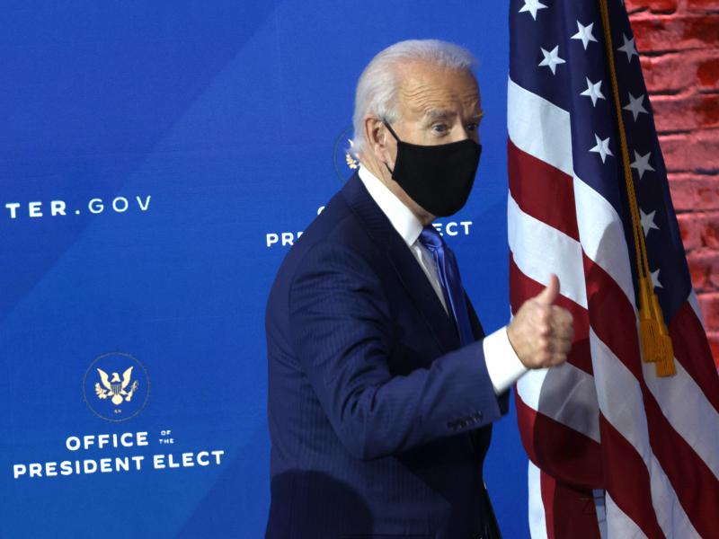 President-elect Joe Biden gives a thumbs-up during an event this week in Wilmington, Del. President-elect Joe Biden gives a thumbs-up during an event this week in Wilmington, Del.