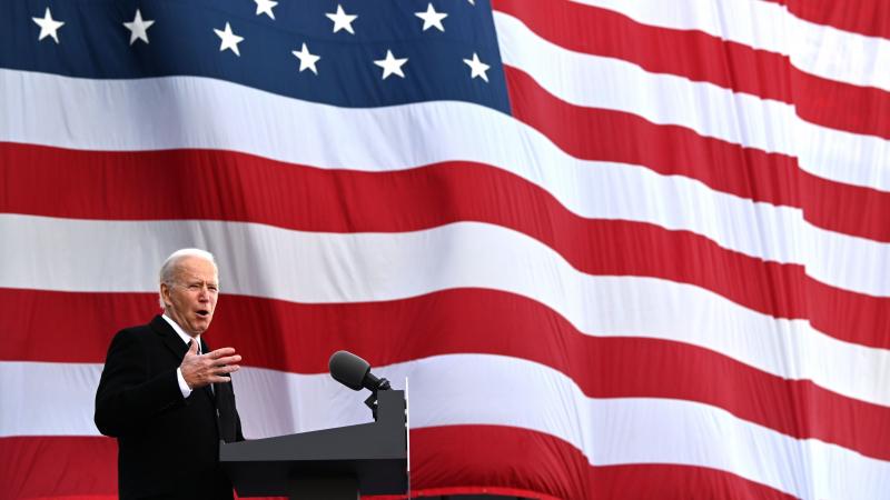 President-elect Joe Biden speaks Tuesday at a National Guard/Reserve Center in New Castle, Del., named after his late son, Beau, before departing for Washington, D.C. President-elect Joe Biden speaks Tuesday at a National Guard/Reserve Center in New Castle, Del., named after his late son, Beau, before departing for Washington, D.C.