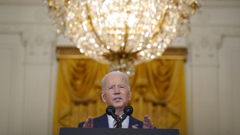 President Joe Biden speaks during a news conference in the East Room of the White House in Washington, Wednesday, Jan. 19, 2022. President Joe Biden speaks during a news conference in the East Room of the White House in Washington, Wednesday, Jan. 19, 2022.