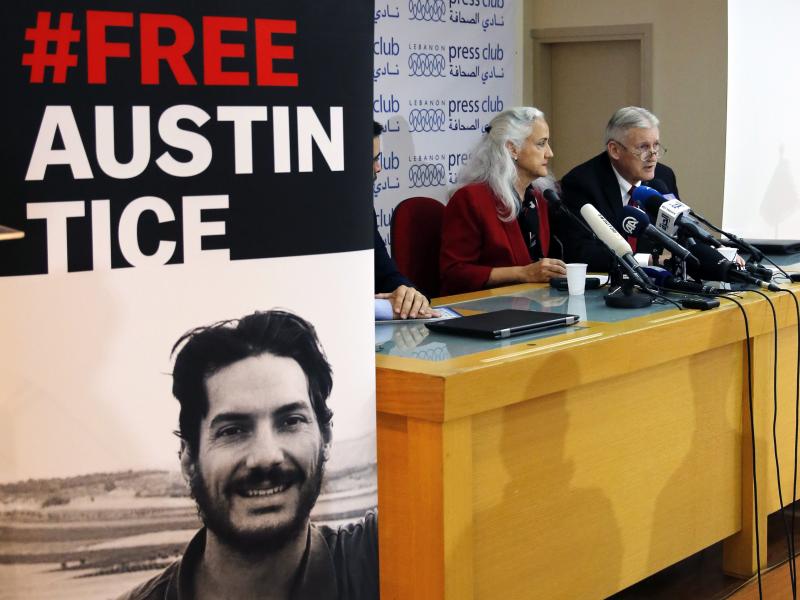 Marc and Debra Tice, the parents of Austin Tice, are pictured in 2018. Marc and Debra Tice, the parents of Austin Tice, are pictured in 2018.