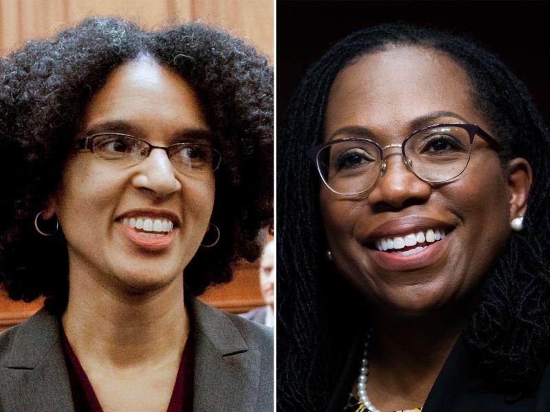 L) CA Supreme Court Justice Leondra Kruger (R) Ketanji Brown Jackson L) CA Supreme Court Justice Leondra Kruger (R) Ketanji Brown Jackson