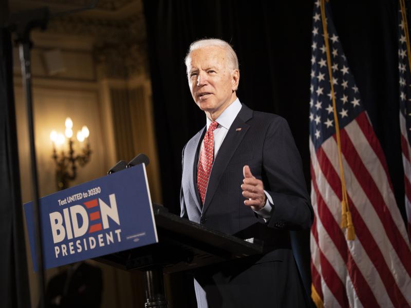 Former Vice President Joe Biden at a press conference in Wilmington, Del., in mid-March. His bid this week to allow 60-year-olds to get Medicare "reflects the reality," he says, "that, even after the current crisis ends, older Americans are likely to find Former Vice President Joe Biden at a press conference in Wilmington, Del., in mid-March. His bid this week to allow 60-year-olds to get Medicare "reflects the reality," he says, "that, even after the current crisis ends, older Americans are likely to find