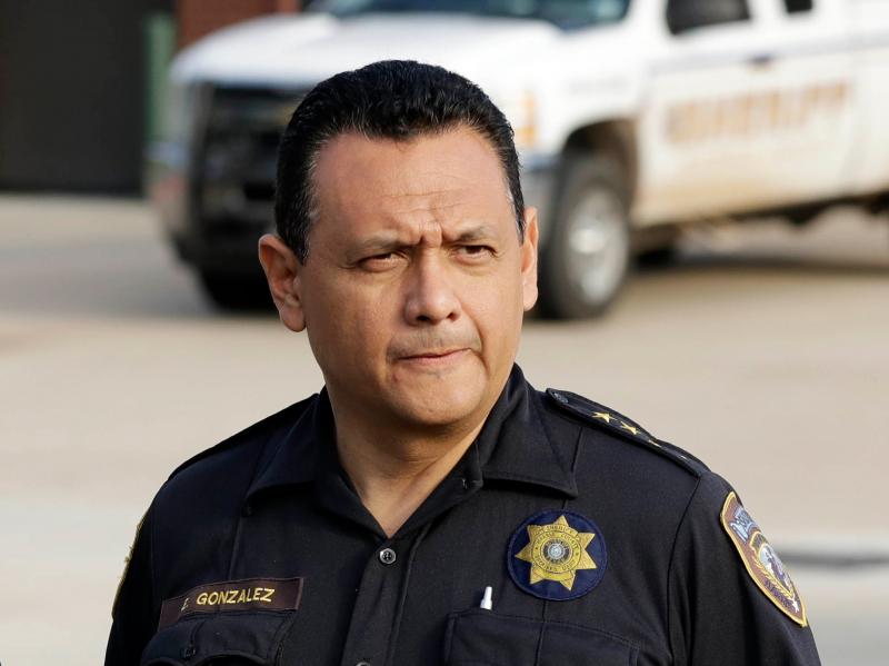 Harris County, Texas, Sheriff Ed Gonzalez during a 2017 news conference in Crosby, Texas. President Biden has nominated Gonzalez to head U.S. Immigration and Customs Enforcement as part of an attempt to overhaul the agency. Harris County, Texas, Sheriff Ed Gonzalez during a 2017 news conference in Crosby, Texas. President Biden has nominated Gonzalez to head U.S. Immigration and Customs Enforcement as part of an attempt to overhaul the agency.