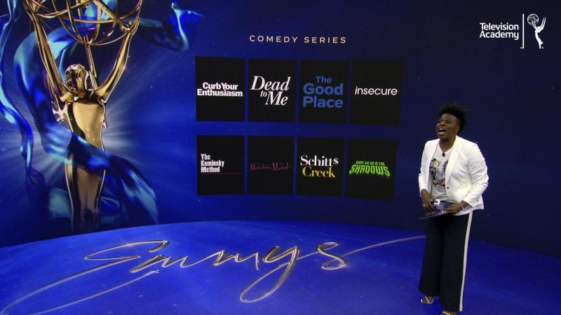 Leslie Jones announces the 2020 Emmy nominees for Outstanding Comedy Series Tuesday during the 72nd Emmy Awards Nominations Announcements in Los Angeles. Leslie Jones announces the 2020 Emmy nominees for Outstanding Comedy Series Tuesday during the 72nd Emmy Awards Nominations Announcements in Los Angeles.