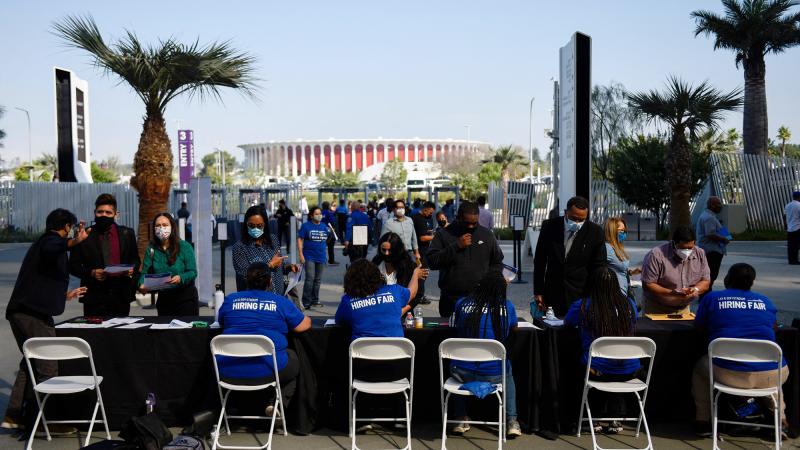 Los Angeles International Airport and SoFi Stadium employers spoke with potential job applicants at a job fair in Inglewood, Calif., in September. About 19% of all households in an NPR poll say they lost all their savings during the COVID-19 outbreak, and Los Angeles International Airport and SoFi Stadium employers spoke with potential job applicants at a job fair in Inglewood, Calif., in September. About 19% of all households in an NPR poll say they lost all their savings during the COVID-19 outbreak, and