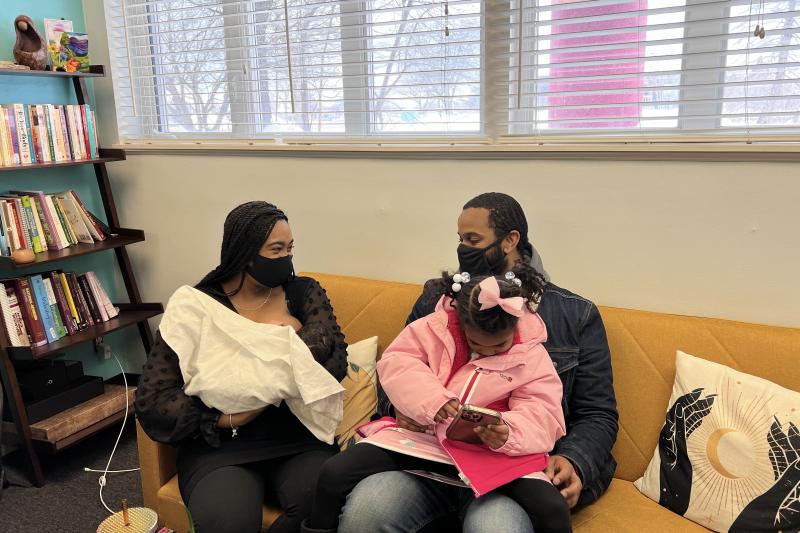 Nova and Deontre Williams-Laster, at their first check up with their midwife since giving birth at home. Nova and Deontre Williams-Laster, at their first check up with their midwife since giving birth at home.
