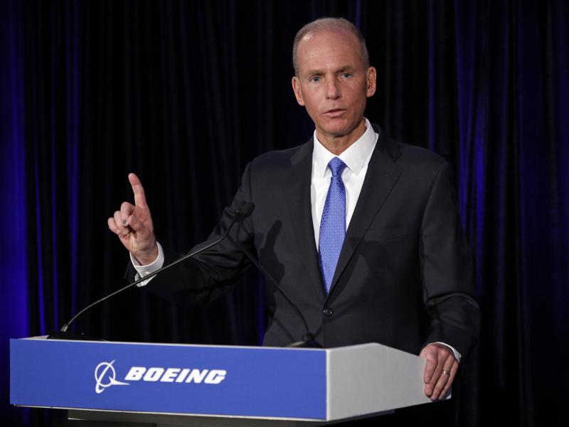 Boeing Chief Executive Dennis Muilenburg speaks during a press conference after the annual shareholders meeting in Chicago on April 29. Boeing Chief Executive Dennis Muilenburg speaks during a press conference after the annual shareholders meeting in Chicago on April 29.